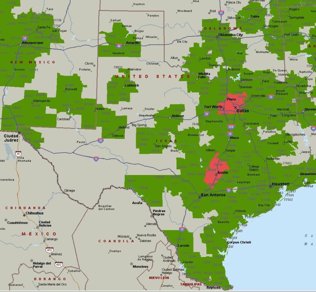 TX Coverage Areas - Texas Coverage 1024x946 
