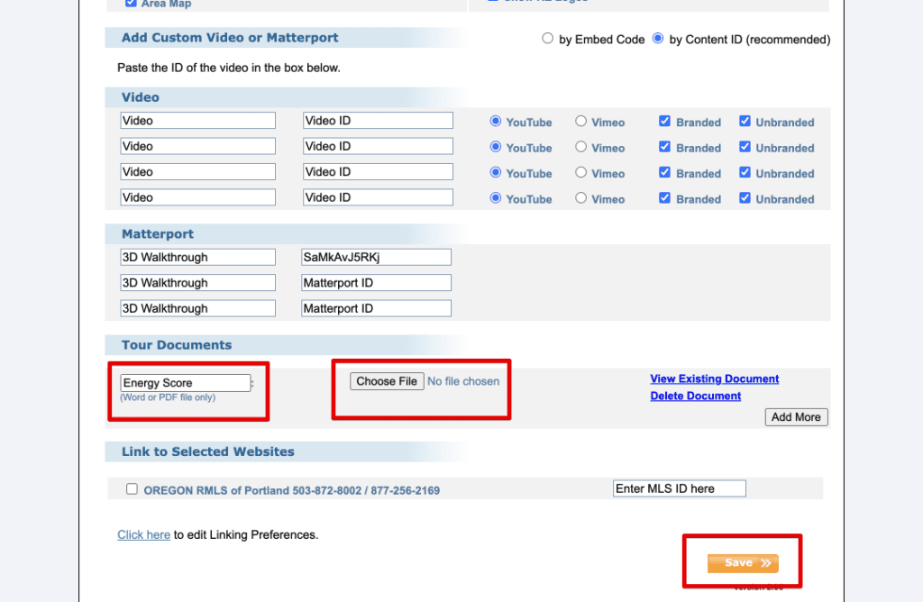 to add a tour document, just select the file on your computer, add a name for it and then save the edits.