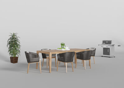 wood outdoor table and grill