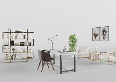 modern desk with chairs