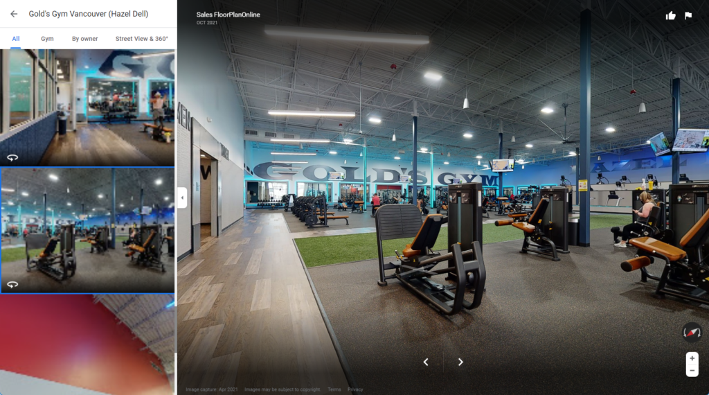 golds gym screen recording of google streetview
