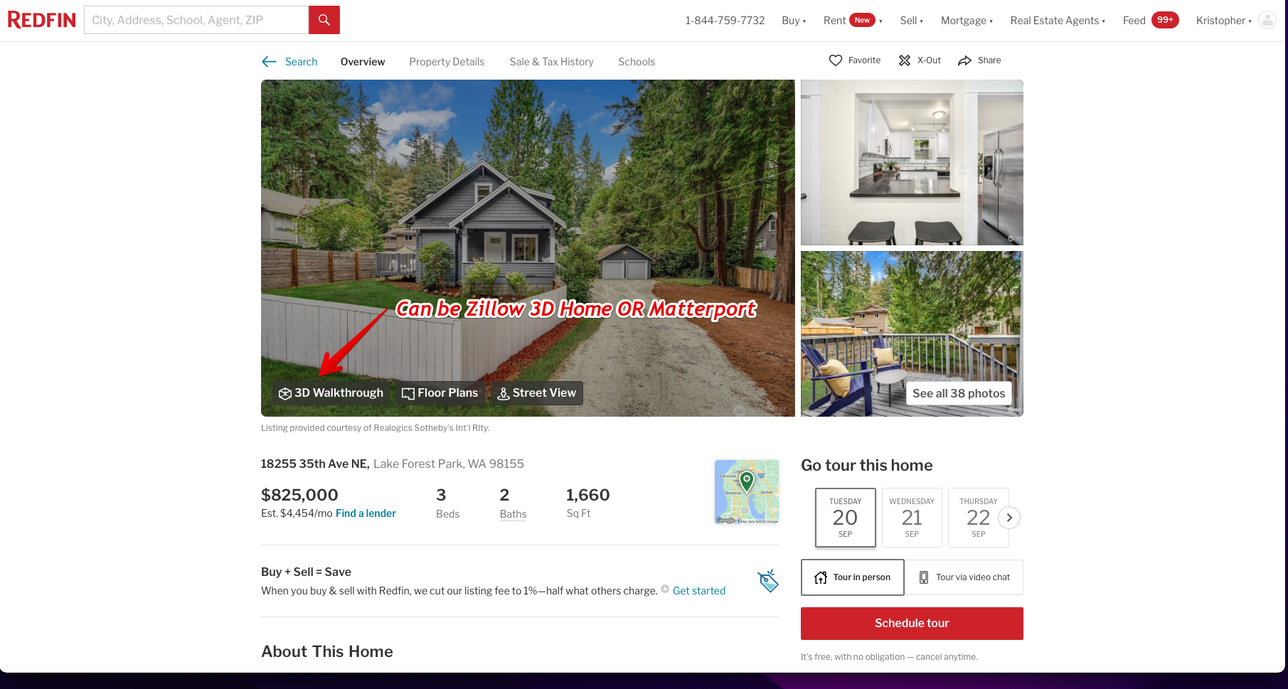 redfin 3d walkthrough