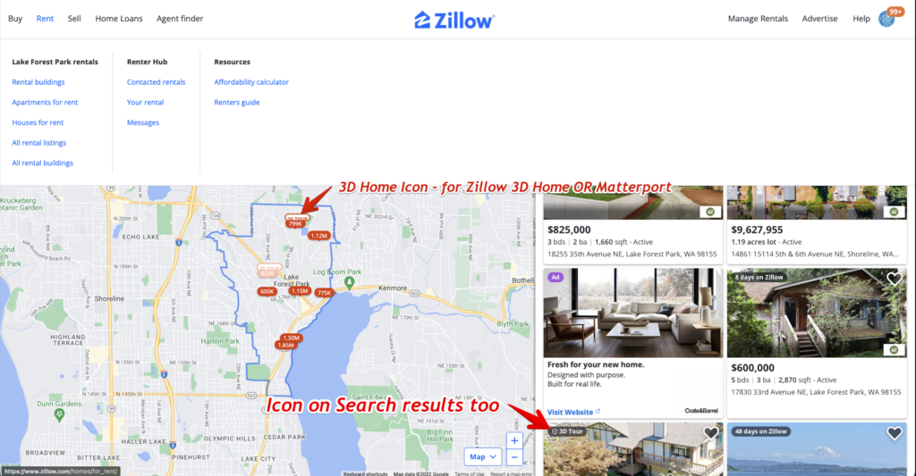 Zillow map search