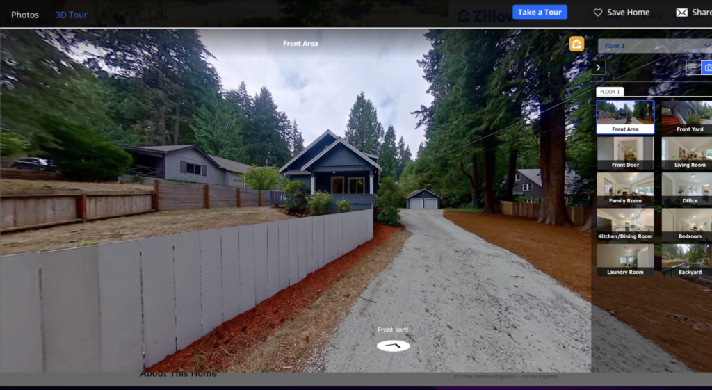 image showing a 3D tour on Zillow